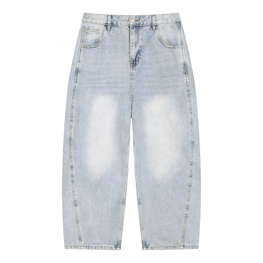 Vosten Vintage Wash Sunfade Barrel Leg Jeans