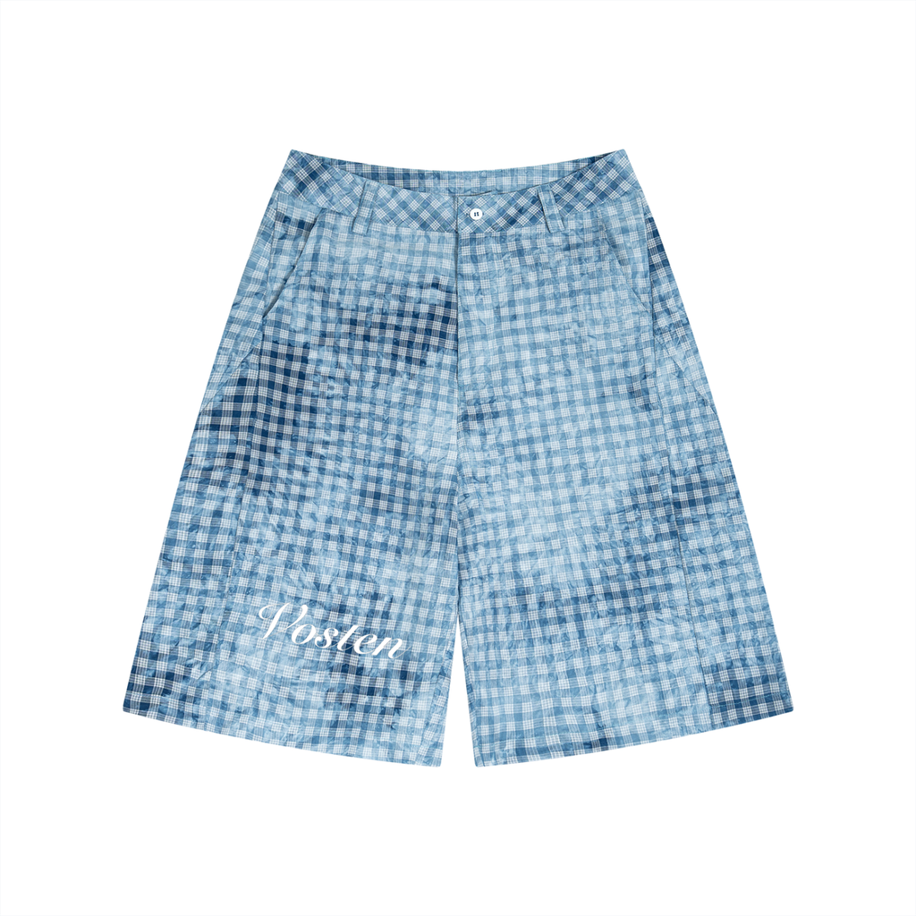 Unisex Vintage Wash Plaid Shorts