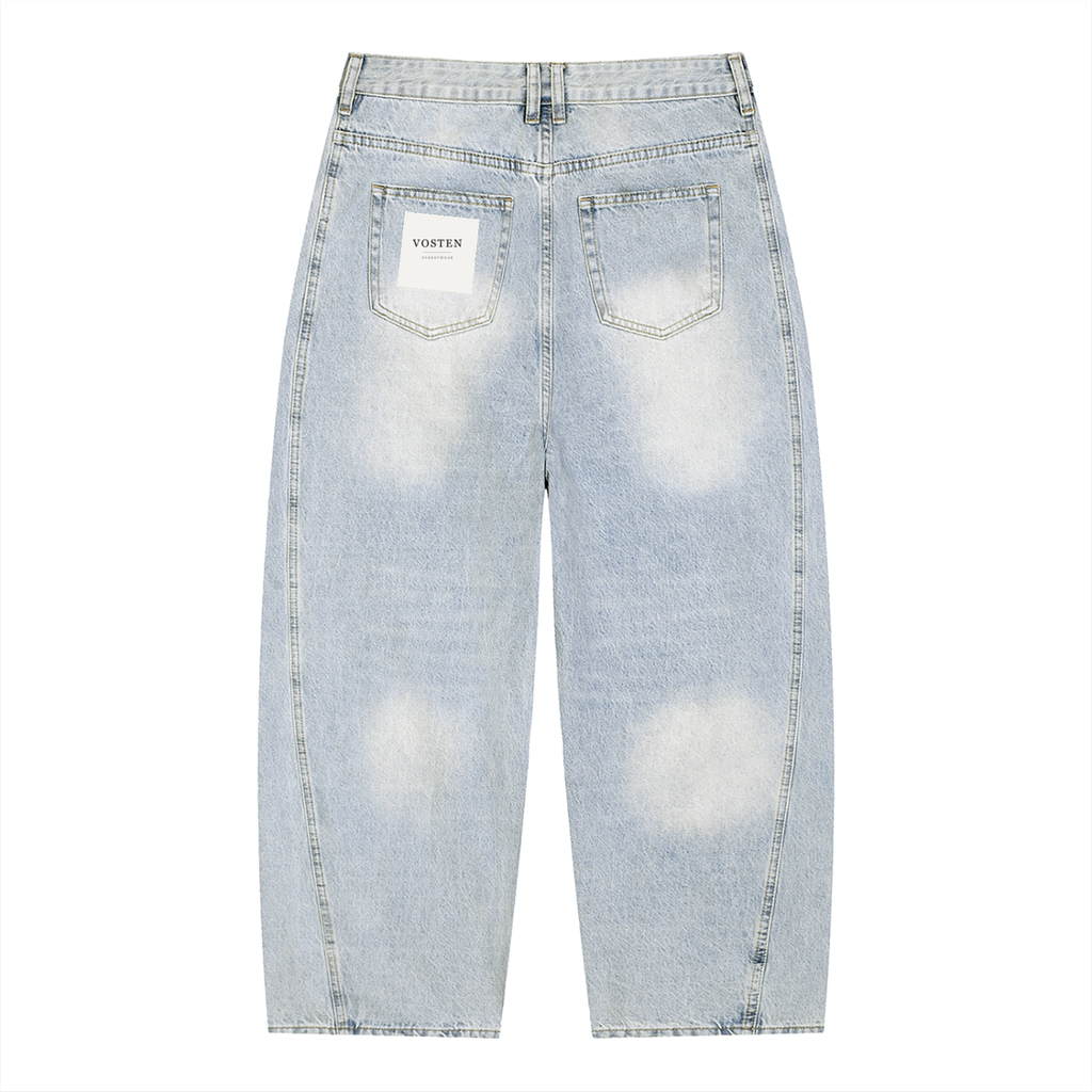 Vosten Vintage Wash Sunfade Barrel Leg Jeans