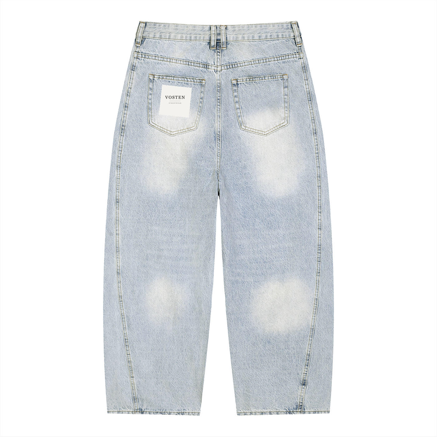Vosten Vintage Wash Sunfade Barrel Leg Jeans