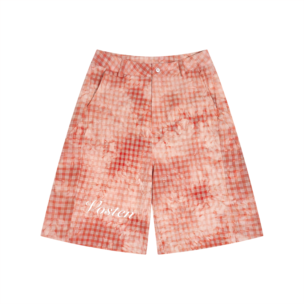 Unisex Vintage Wash Plaid Shorts