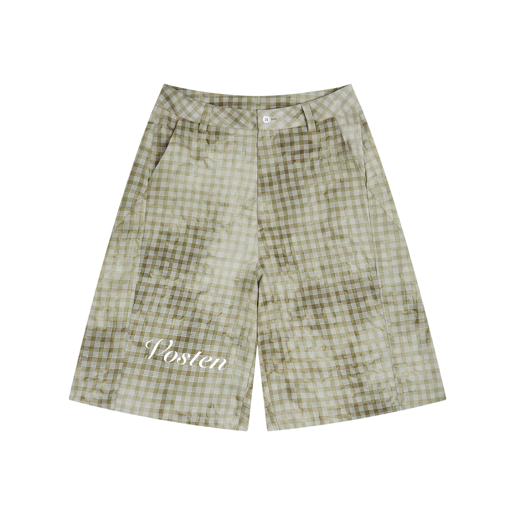 Unisex Vintage Wash Plaid Shorts